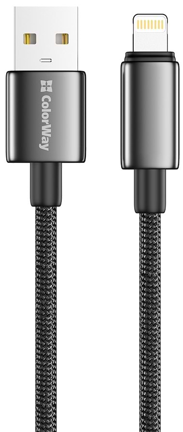 Кабель Colorway USB - Apple Lightning (zinc alloy braided) 3А 2м Black (CW-CBUL099-BK)